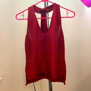 TED BAKER Burgundy Mesh Halter Top - Size 3 - Excellent Condition!!